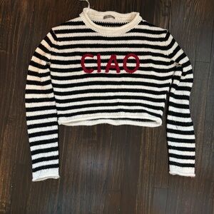 Cropped, striped sweater